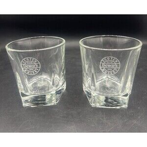 VTG Libbey Duratuff Dewar’s Scotch Whisky Lowball Rocks Glasses Set of 2 Etched
